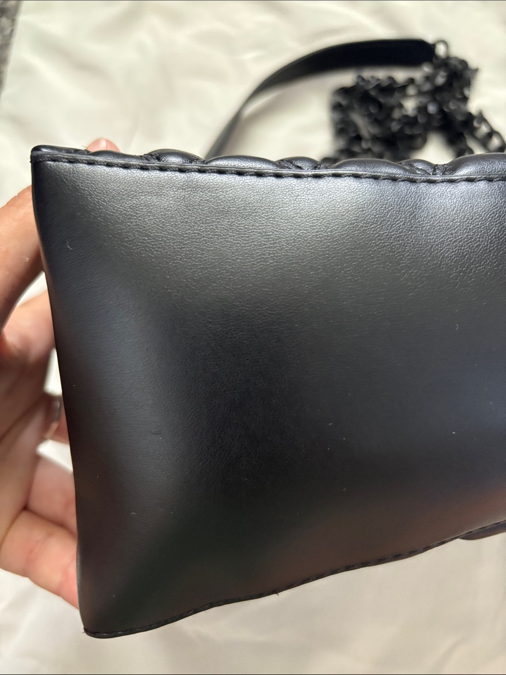 ALDO Black Quilted Shoulder Bag with Chain Strap - Picture 8 of 9